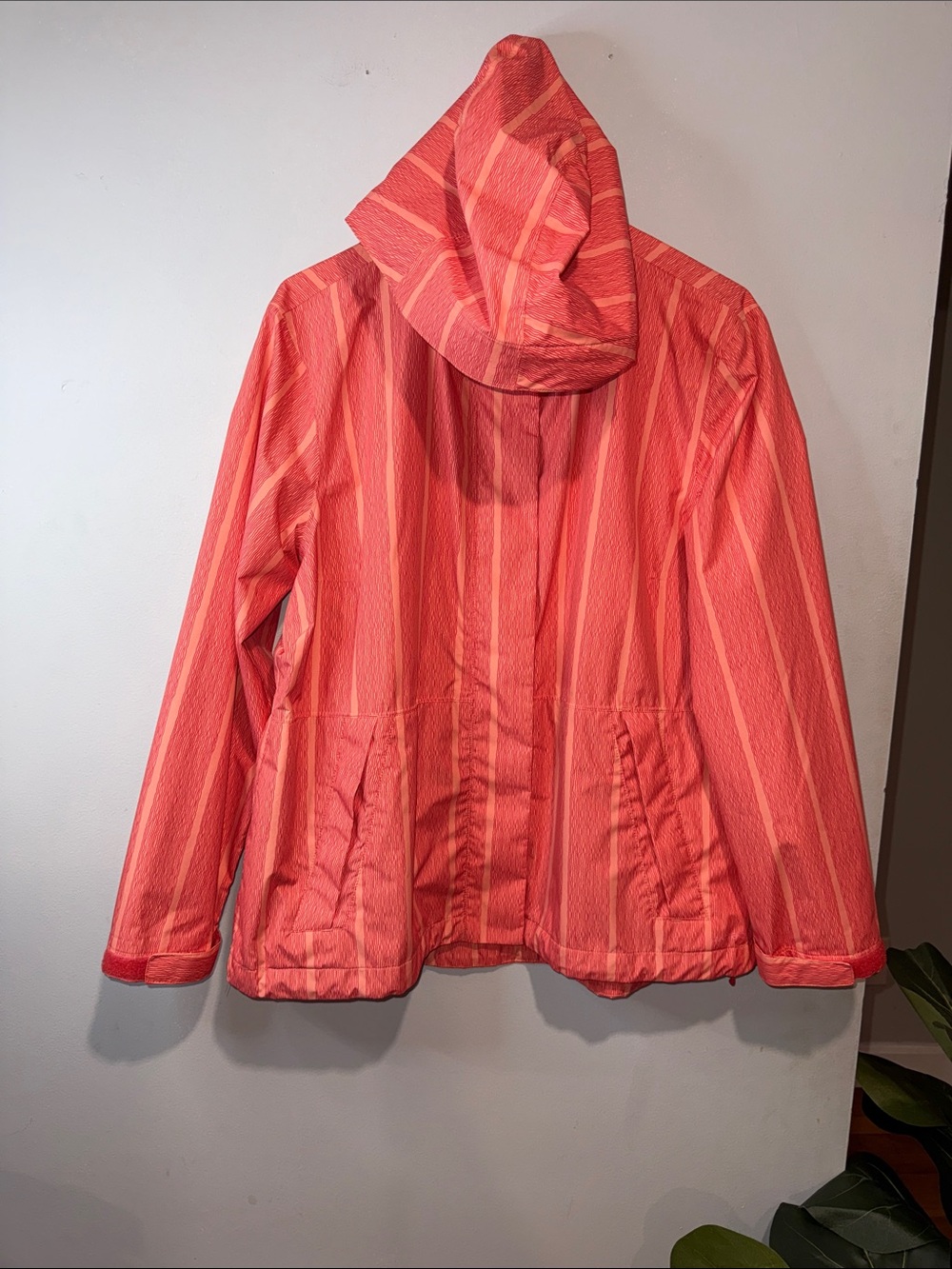 Lands' End Coral Stripe Hooded Ski Jacket